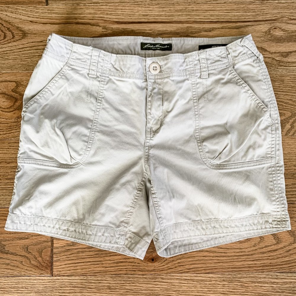 Eddie Bauer Ripstop Shorts Flat Front Gray Stretch Women's 6
